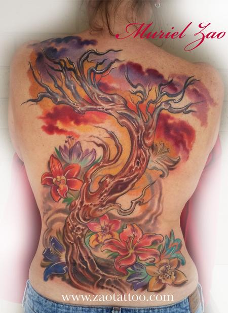 Muriel Zao - Tree and Sunset Tattoo